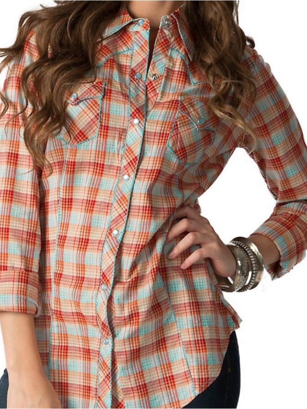 🚨BOGO FREE Roper Plaid Western Snap Shirt Top Size XL Like New
